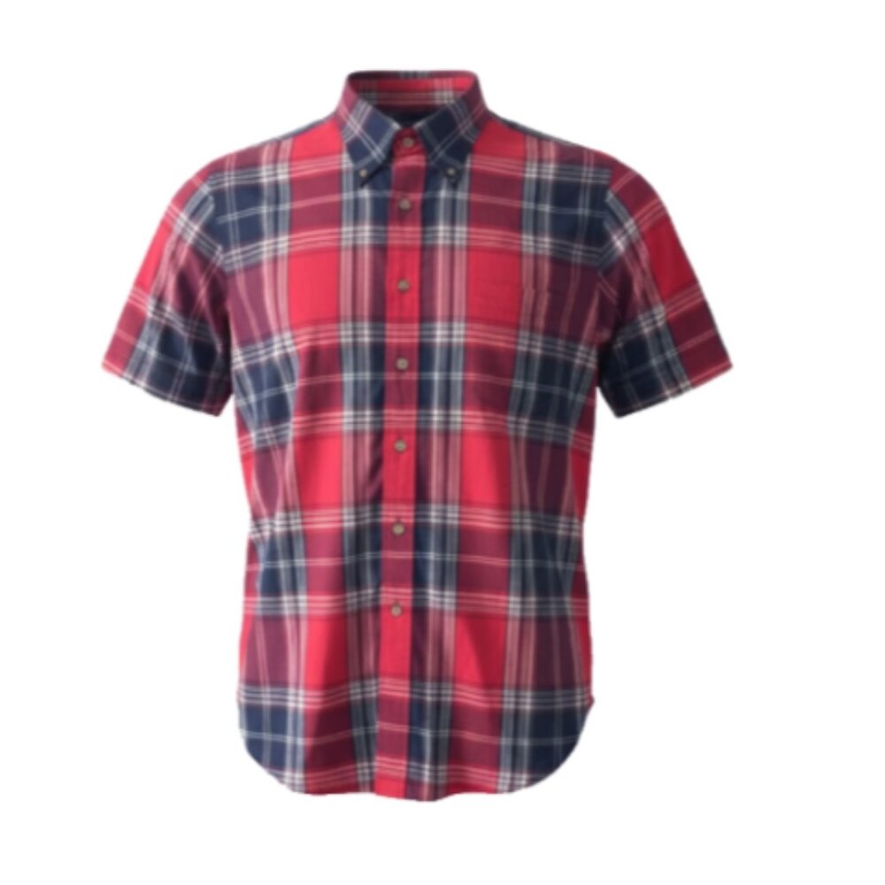 Kenneth Gordon Men’s Plaid Button Up Shirt L Short Sleeve Casual Preppy EUC